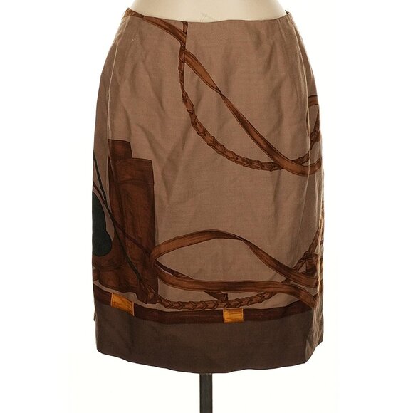 Vintage Ralph Lauren Equestrian Horsebit Brown Wool Mini Skirt XS - Picture 2 of 7